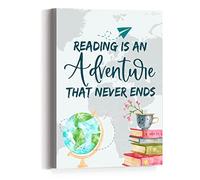 JANLAN Reading is An Adventure Wall Decor,Inspirational Reading Quotes Prints Wall Art for Read Corner Kids Room Classroom School Decoration,Kids Read Nook Wall Decor