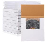 Janlaugh 10 Sets Vinyl Record Mailers 12.6 x 12.6 x 1 Inch LP Shipping Boxes Easy Fold Album Corrugated Cardboard Box with Fragile Stickers and Bubble Bags for Packing Shipping Moving Storage