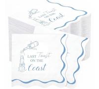 Janlaugh 100 Pcs Last Toast on The Coast Bachelorette Napkins Bulk- Blue White Bridal Shower Disposable Napkins for Bride Bridesmaid Coastal Beach Party Supplies