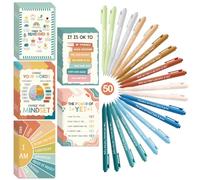 Janlaugh 100 Pcs Mental Health Awareness Gifts Bulk Motivational Notebook Journals and Positive Affirmation Pen Mental Health Items for Coworker Nurse Week Teacher Student End of Year Gifts (Mindset)