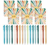 Janlaugh 100 Pcs Positive Affirmations Mental Health Reminder Notepad Motivational Pen Student Employee Psychology Pocket Notebooks with Colored Ballpoint for Staff Coworker Teacher Therapy (Sun)