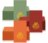 Janlaugh 150 Pcs Fall Thanksgiving Paper Napkins for Guest Disposable Pumpkin Napkins 15.7 x 13'' Folded Dinner Serviettes Party Decorations for Fall Thanksgiving Harvest Bathroom Dinner Supplies