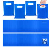 Janlaugh 200 Pcs 2.5 Mils Blue Small Plastic Bag for Business with Die Cut Handle 6 x 8 in Reusable Thick Merchandise Shopping Bag for Retail Glossy Boutique Treat Goodie Gift Wrapping Party