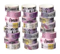 Janlaugh 24 Rolls Washi Tape Gifts Christmas Stocking Stuffers Gift for Bible Study Bulk Christian Religious Inspirational Scripture Decorative Washi Tape for Journaling Crafting(Purple)