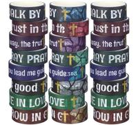 Janlaugh 24 Rolls Washi Tape Gifts Set Bulk Christian Religious Inspirational Scripture Decorative Multicolor Washi Tape for Bible Journaling Crafting Stationery Scrapbooking(Cross)