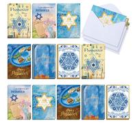 Janlaugh 24 Sets Passover Cards with Envelopes Passover Greetings Pesach Cards Gifts for Office Home Happy Party Supplies(Classic)