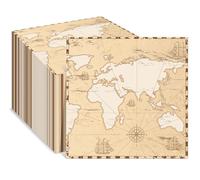Janlaugh 60 Pcs Vintage World Map Paper Napkins Retro Disposable Cocktail Napkins for Decoupage Birthday Wedding Bridal Shower Travel Theme Party (5 x 5 Inch)