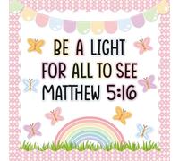 Janlaugh 71 Pcs Christian Bulletin Board Decorations Set Be a Light for All Sunday School Decoration Rainbow Butterfly Paper Cutouts Inspirational Religious Wall Decor for Summer Church Classroom