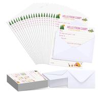Janlaugh 80 Pcs Camp Stationery Set 40 Fill in the Papers 40 Matching Envelopes Camp Stationery Papers and Envelopes for Letter Writing Boys Girls Campers(Pink Girl Style)