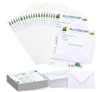 Janlaugh 80 Pcs Camp Stationery Set 40 Fill in the Papers 40 Matching Envelopes Camp Stationery Papers and Envelopes for Letter Writing Boys Girls Campers(Blue Boy Style)