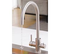JANLEMNY 3-in-1 Filtered Kitchen Tap - Brushed Matt Nickel Dual Handle in Silver | Size: 1000mm x 400mm JANLEMNY Silver 1000mm x 400mm