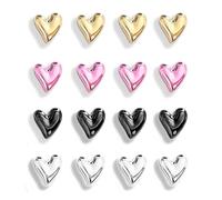 Janlifian 16PCS Fridge Magnets Cute Love Heart Magnet Set 2.1cm Small Heart Decorative Magnets Funny Office Whiteboard Magnetic Stickers Decoration Gold Pink Silver Black 4 Colors
