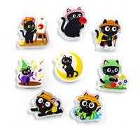 Janlifian 8PCS Cute Fridge Magnets Cat Magnets for Refrigerator Decor 1.55inch Medium Size Black Color Kitten Funny Decorative Magnet Set
