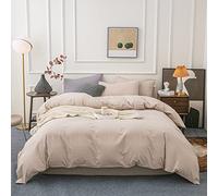 Janlive Washed Cotton Duvet Cover King Ultra Soft 100% Cotton Solid Color Light Camel Duvet Cover Set with Zipper Closure -3 Pieces Light Camel King