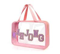 JANLOVE American Mahjong Tile Bag with Shoulder Strap, Empty Clear Waterproof Mahjong Bag with Zipper for American Mahjong Set, Mahjong Gifts Accessories Storage Pouch