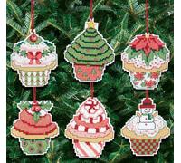Janlynn 1-Piece Christmas Cupcake Ornaments Counted Cross Stitch Kit