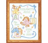 Janlynn 1-Piece Sleepy Bunnies Birth Announcement Counted Cross Stitch Kit