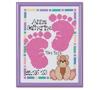 Janlynn Baby Footprints Birth Announcement Cross Stitch Kit