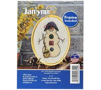 Janlynn Bashful Snowman Mini Cross Stitch Kit-3-inch x 4-inch 14 Count, Cotton, Multi-Colour, 3" by 4"