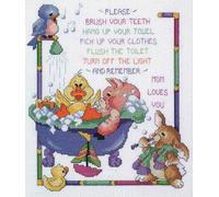 Janlynn Bath Time Rules Counted Cross Stitch Kit, Cotton, White