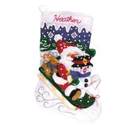 Janlynn Christmas Fun Stocking Felt Applique Kit, inch Long, cotton-blend, White, 16.5" L x 10.25" W