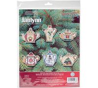 Janlynn Christmas Teapot Ornaments Counted Cross Stitch Kit, Cotton, Multi-Colour, 8 x 10 x 0.2 cm