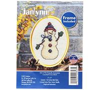 Janlynn Friendly Snowman Mini Cross Stitch Kit-3-inch x 4-inch 14 Count, Cotton, Multi-Colour, 3" by 4"