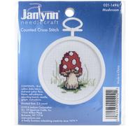 Janlynn Mini Counted Cross Stitch Kit 2.5" Round-Mushroom (18 Count) 21-1496