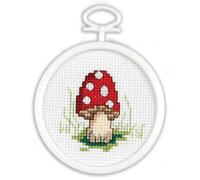 Janlynn Mushroom Mini Counted Cross Stitch Kit-2.5" Round 18 Count