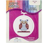 Janlynn Owl Mini Counted Cross Stitch Kit-2.5" Round 18 Count