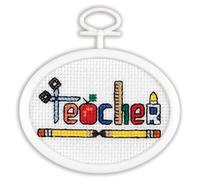 Janlynn Teacher Mini Counted Cross Stitch Kit-2.75" Oval 18 Count