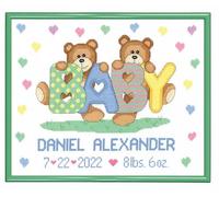 Janlynn Teddy Bear Birth Announcement Cross Stitch Kit