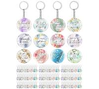 Janmercy 120 Pcs Acrylic Christian Keychain Floral Bible Verse Keychain Religious Scripture Gifts Jewelry Gifts for Women Men, Classic Color, One Size