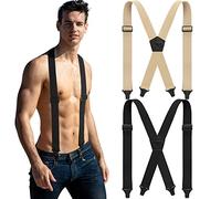 Janmercy 2 Pcs Under Clothing Suspenders for Men Airport Friendly Suspenders Plastic Clips Hiking Hidden Suspender for Men (X Shape), X Shape, One Size
