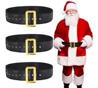 Janmercy 3 Pcs Santa Claus Belt for Men Pirate Belt Black and Gold Santa Claus Costume Belt Men's Christmas Cosplay Supplies Accessories, Black, Gold, 165 x 8 cm/ 64.96 x 3.15 inches