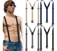 Janmercy 4 Pcs Hidden Suspenders for Men, Black, Beige, Gray, Navy Blue, L