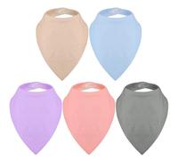 Janmercy 5 Pack Adult Drool Bandana Bibs Soft Large Absorbent Bibs Set for Special Needs Waterproof, Kids 4+ Years, Teens, Men Women(Gray, Blue, Beige, Pink, Purple)