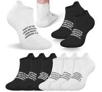 Janmercy 6 Pairs Catholic Socks Christmas Christian Sports Gifts Athletic Running Ankle Religious Socks Faith Jesus Gifts, White, Black, One Size