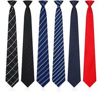 Janmercy 6 Pcs Clip on Tie for Men Clip on Easy Necktie Striped Solid Plaid Dots Mixed Lot Tie for Office School, 20 Inch, Bright Style