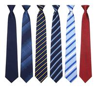 Janmercy 6 Pcs Clip on Tie for Men Clip on Easy Necktie Striped Solid Plaid Dots Mixed Lot Tie for Office School, 20 Inch, Modern Style, Medium