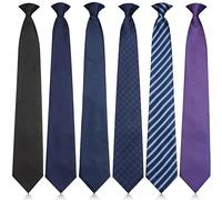 Janmercy 6 Pcs Clip on Tie for Men Clip on Easy Necktie Striped Tie Solid Plaid Dots Men's Ties Mixed Lot for Office School, 20 Inch, Elegant Style
