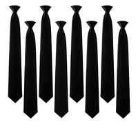 Janmercy 8 Pack Solid Clip on Tie 20 Inch Clip on Ties for Men Skinny Formal Neck Tie Pretied Uniform Ties for Office School Uniforms (Black), Black, One size