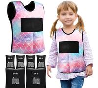 Janmercy Weighted Vest for Kids Adjustable Breathable Compression Vest for Autism Sensory Hyperactivity Mood Processing Issue(Mermaid,Medium)
