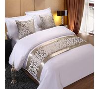 JANMEYO Bed Runner Bed Runners Luxury Champagne Floral Bed Throw Modern Simple Bedding Protection Single Queen King Bed Cover Towel for Home Hotel Guesthouse Decoration-Silver||50x210cm(1.5m bed)