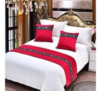 JANMEYO Bed Runner Bedspread High-end Embroidered Hotel Bedroom Home Bed Decorations Soft Bedding Protector Modern Comfortable Bed Scarf Single Double King Size Bed Runners-Red||50x240cm(1.8m bed)