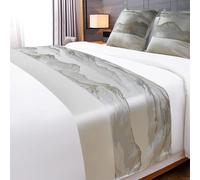JANMEYO Bed Runner Modern Bed Runners Scarves Bedspread Luxury Bedding Protection for Bed Cover Single Double Queen King Size Bed End Towel Home Hotel Decoration-Silver||50x240cm(1.8m bed)