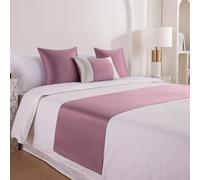 JANMEYO Bed Runner Scarf Smooth Bedspreads Simple High-end Bed Runners Scarves King Size Hotel Bedroom Bed End Decoration Anti-dirty Strip Bedding Protection Bed Throws-Purple||Pillowcase*1 45X45cm