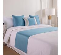 JANMEYO Bed Runner Scarf Smooth Bedspreads Simple High-end Bed Runners Scarves King Size Hotel Bedroom Bed End Decoration Anti-dirty Strip Bedding Protection Bed Throws-Blue||50x240cm(1.8m bed)