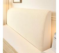 JANMEYO Headboard Cover All-inclusive Elastic Bed Headboard Protection Cover King Double Full Headboard Protector Pure Color Comfortable Bed Head Slipcover Furniture Cover-Beige||180cm