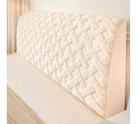 JANMEYO Headboard Cover Soft Thickened Bed Headboard Backres Covers Universal Simple Dust Bed Head Slipcover Modern Comfortable Headboard Wrap Machine Washable-Beige||220cm